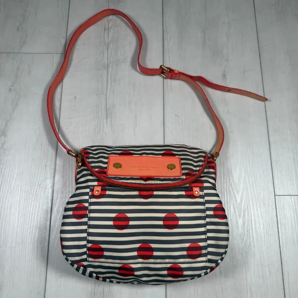 Marc By Marc Jacobs Nylon Striped Natasha Polka Dot Crossed Body Bag
